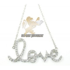 14k White Gold Diamond Love Pendant Chain  0.40ct