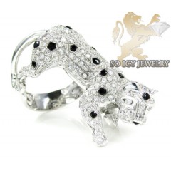 14k White Gold White Diamond Panther Ring 2.75ct