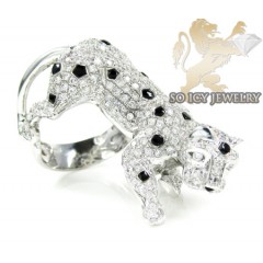 14k white gold white diamond panther ring 2.75ct