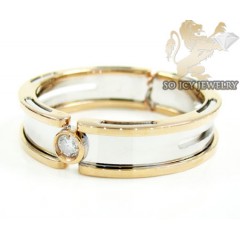 Mens Baraka 18k White & Rose Gold Diamond Wedding Band 0.08ct