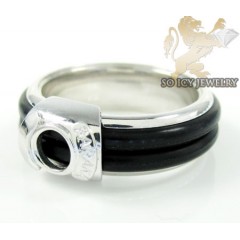 Mens Baraka 18k White Gold Rubber Wedding Band