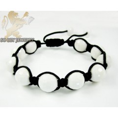 Macramé Black White Onyx Faceted Bead Rope Bracelet