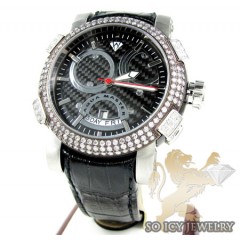 Mens Aqua Master Black & White Steel Diamond Automatic Titanic Watch 3.50ct