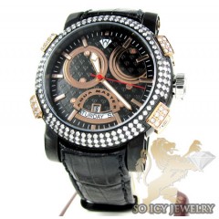 Mens Aqua Master Black & Rose Steel Diamond Automatic Titanic Watch 3.50ct