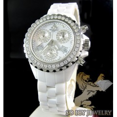 Ladies Techno Jpm White Ceramic Diamond Watch 2.25ct