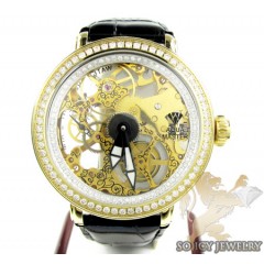 Mens Aqua Master Yellow Steel Automatic 2 Row Diamond Watch 3.50ct 