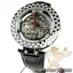 Mens Aqua Master Black & White Steel Automatic Diamond Watch 1.25ct 