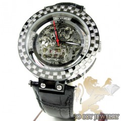 Mens aqua master black & white steel automatic diamond watch 1.25ct 