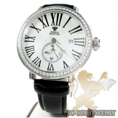 Mens Aqua Master White Stainless Steel 1 Row Diamond Mechanical Watch 2.25ct 