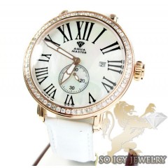 Mens Aqua Master Rose Stainless Steel 1 Row Diamond Mechanical Watch 2.25ct 