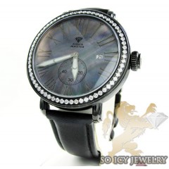 Mens Aqua Master Black Stainless Steel 1 Row Diamond Mechanical Watch 2.25ct 