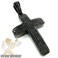 Black Sterling Silver Black Diamond Cross 1.88ct