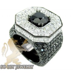 Mens 10k Black Gold White & Black Diamond Xl Ring 21.35ct