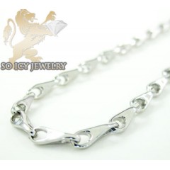 14k White Gold Bullet Link Chain 18 Inch 2mm