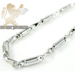 14k White Gold Bullet Link Chain 22 Inch 2.5mm
