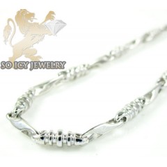 14k White Gold Bullet Link Chain 20 Inch 2.8mm