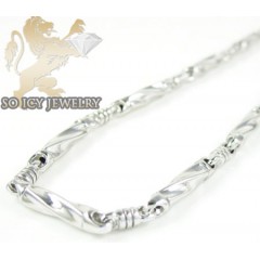 14k White Gold Bullet Link Chain 18 Inch 2.8mm