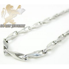 14k White Gold Bullet Link Chain 20 Inch 1.8mm