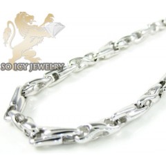 14k White Gold Bullet Link Chain 24 Inch 3.8mm