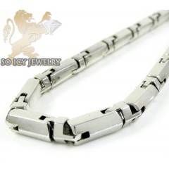 14k White Gold Bullet Link Chain 24 Inch 5mm