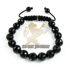 Macramé black onyx faceted bead rope bracelet 