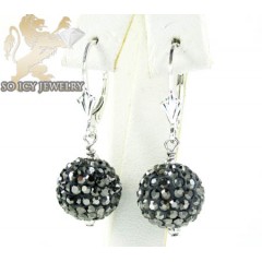 Ladies .925 white sterling silver black cz earrings 1.00ct