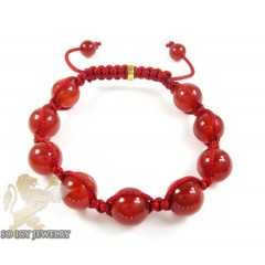 Macramé Red Onyx Smooth Bead Red Rope Bracelet 