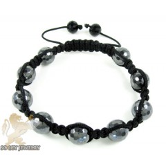 Metallic MacramÃ© Faceted Bead Rope Bracelet 
