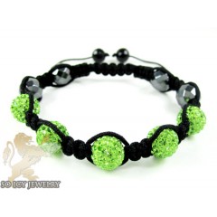 Neon green rhinestone macramé faceted bead rope bracelet 5.00ct