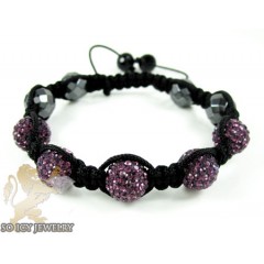 Purple rhinestone macramé faceted bead rope bracelet 5.00ct