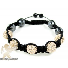 Champagne Rhinestone Macramé Faceted Bead Rope Bracelet 5.00ct