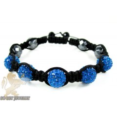 Blue rhinestone macramé faceted bead rope bracelet 5.00ct