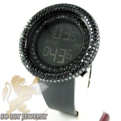 Black Cz Techno Com Kc Digital Full Case Big Bezel Watch 13.00ct