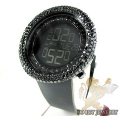 Black cz techno com kc digital big bezel watch 10.00ct