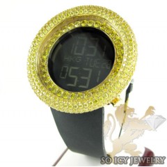Yellow cz techno com kc digital big bezel watch 10.00ct