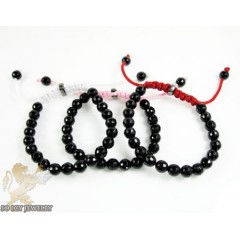 Baby Macramé Black Onyx Faceted Bead Bracelet