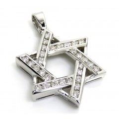 14k White Gold Diamond Star Of David Pendant 1.04ct