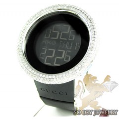 Mens Diamond Igucci Digital Big Bezel White Stainless Steel Watch 12.00ct