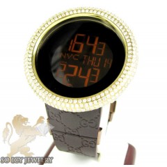 Mens diamond igucci digital big bezel yellow stainless steel watch 12.00ct