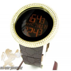 Mens Diamond Igucci Digital Big Bezel Yellow Stainless Steel Watch 12.00ct