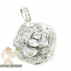 Ladies 14k white gold diamond flower pendant 2.00ct