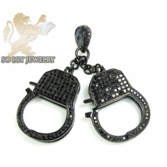 Black sterling silver black diamond handcuff pendant 1.30ct