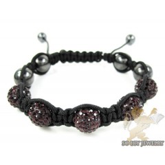 Burgundy Rhinestone Macramé Bead Rope Bracelet 5.00ct