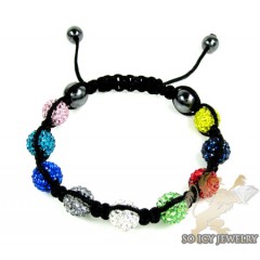 Multi colored rhinestone macramé bead rope bracelet 9.00ct