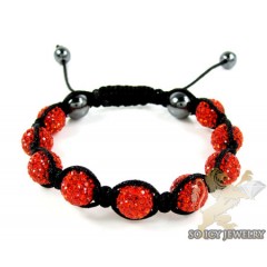 Red Rhinestone Macramé Bead Rope Bracelet 9.00ct