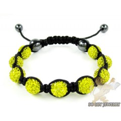 Canary rhinestone macramé bead rope bracelet 9.00ct