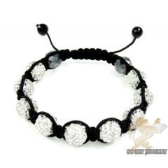 White rhinestone macramé bead rope bracelet 9.00ct