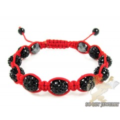 Black Rhinestone Macramé Red Bead Rope Bracelet 9.00ct