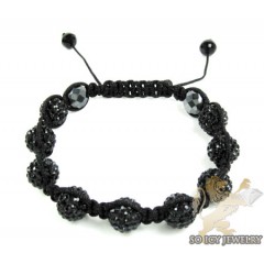 Black Rhinestone Macramé Bead Rope Bracelet 9.00ct