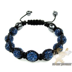 Blue rhinestone macramé bead rope bracelet 9.00ct